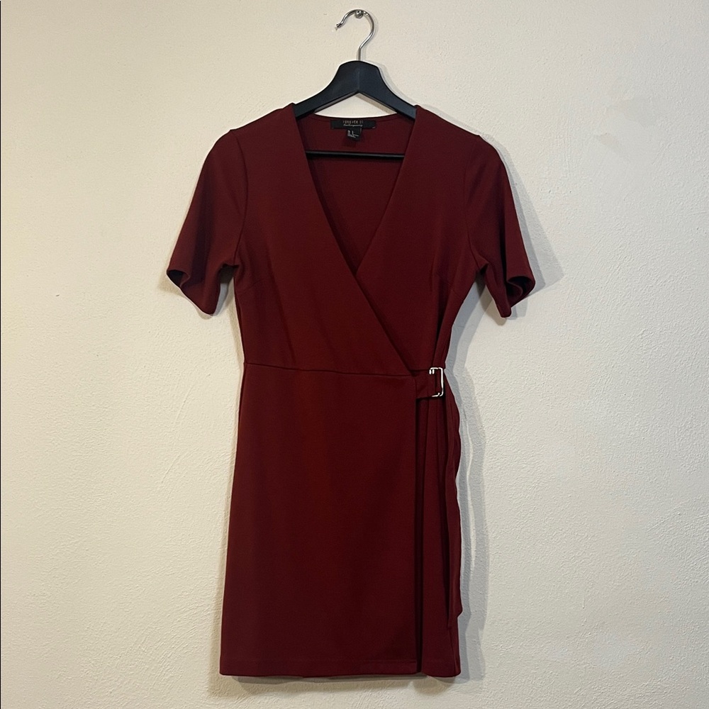 Deep Red Mini Wrap Dress